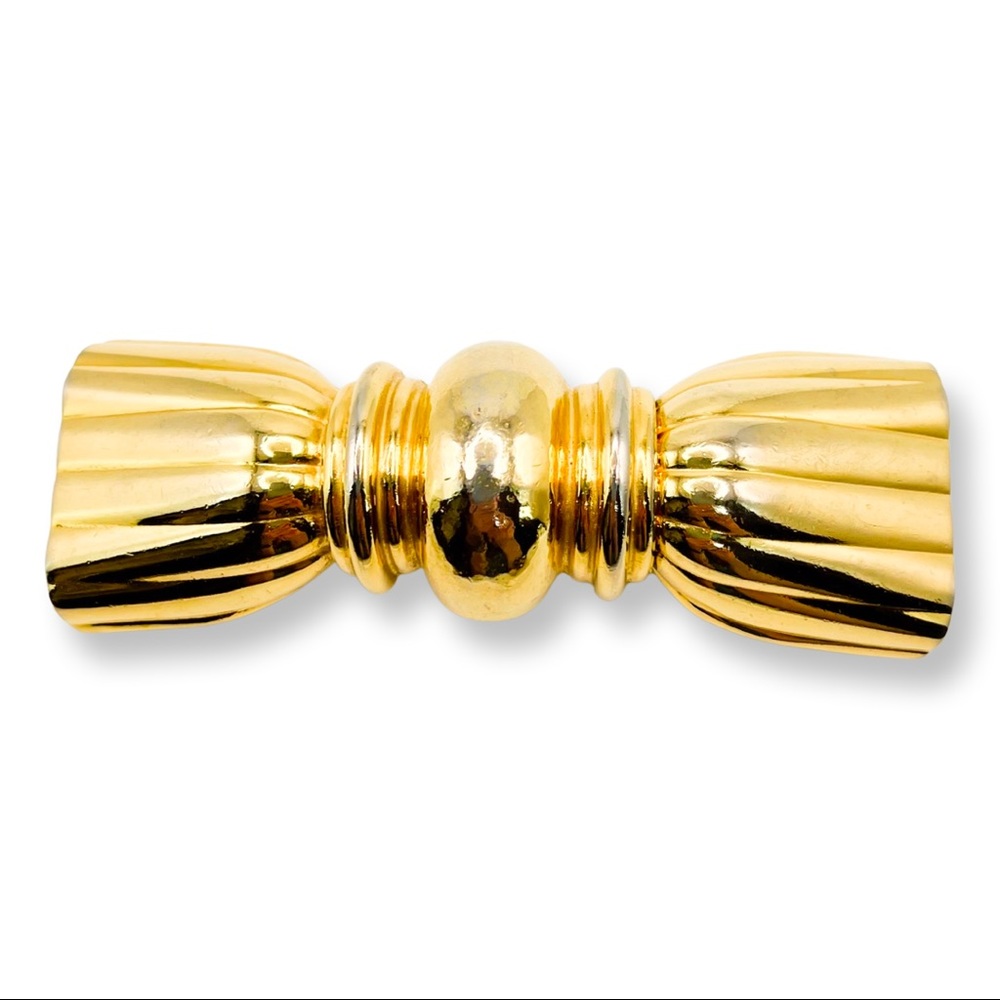 1980’s Accessocraft NYC Gold Bow Belt Buckle clip set
